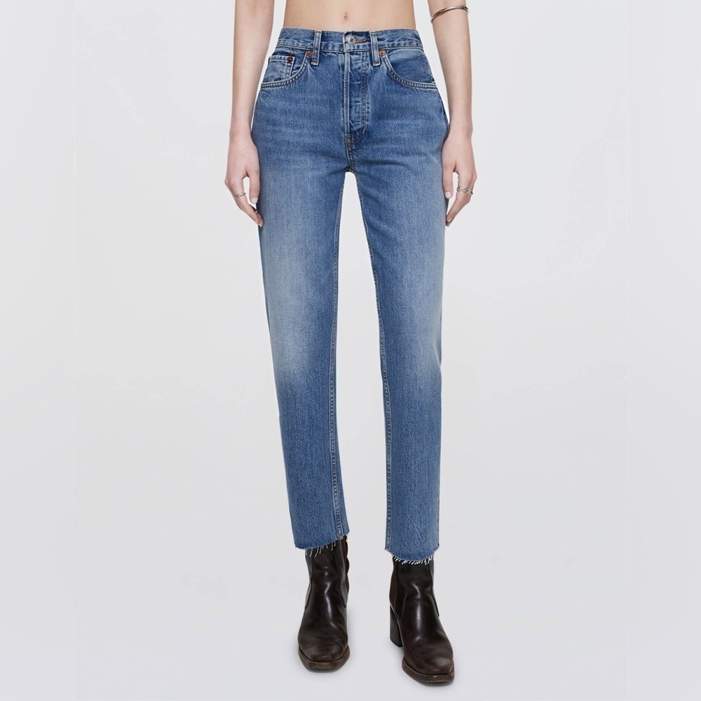 RE/DONE 70s Stove Pipe Straight Leg Jean in Medium Vain